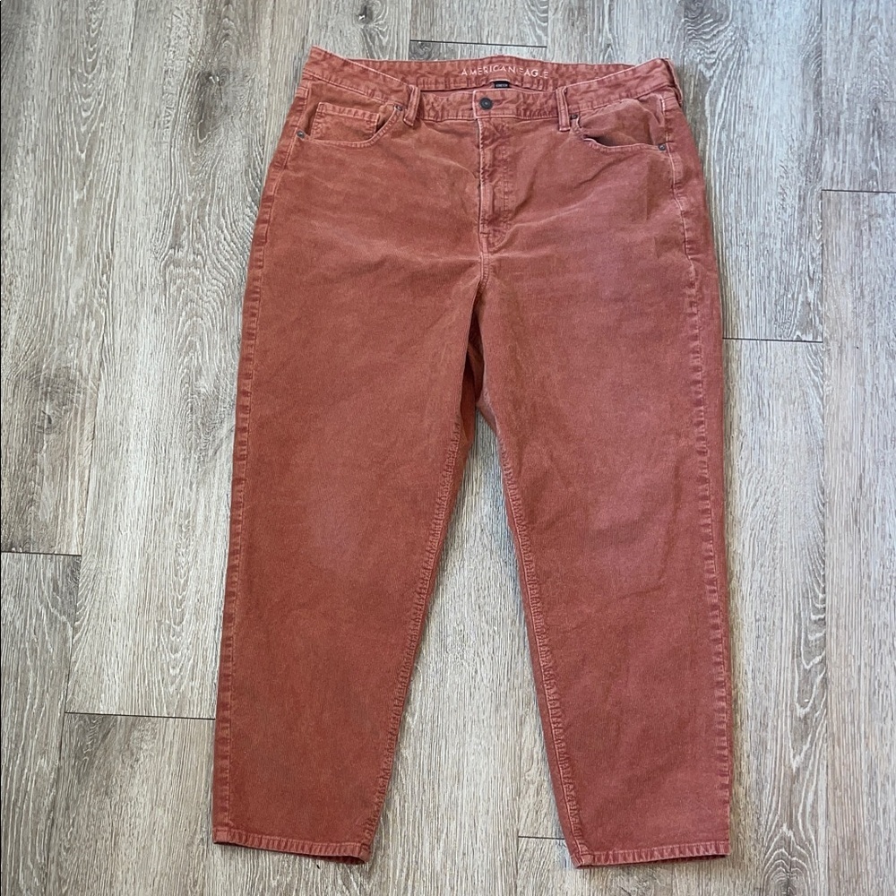 American Eagle stretch mo lm straight leg corduroy pats rust color size 20